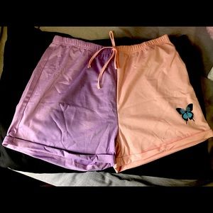 Two tone Butterly Print Track Shorts